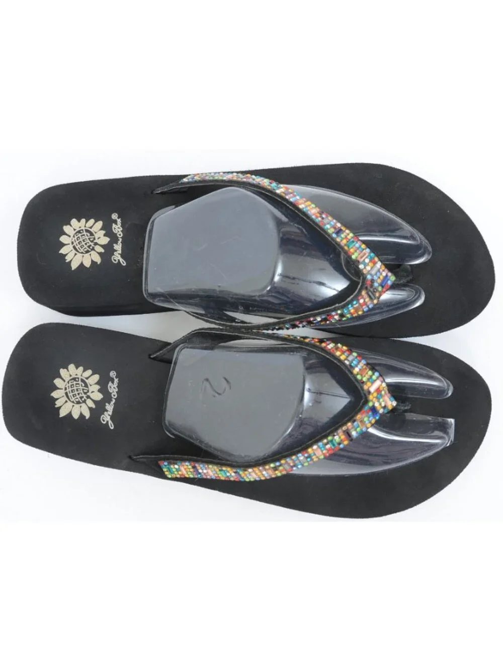 Yellow Box Zemily Sparkling Rhinestone-accented Leather Straps Wedge Womens 9 - Picture 2 of 7
